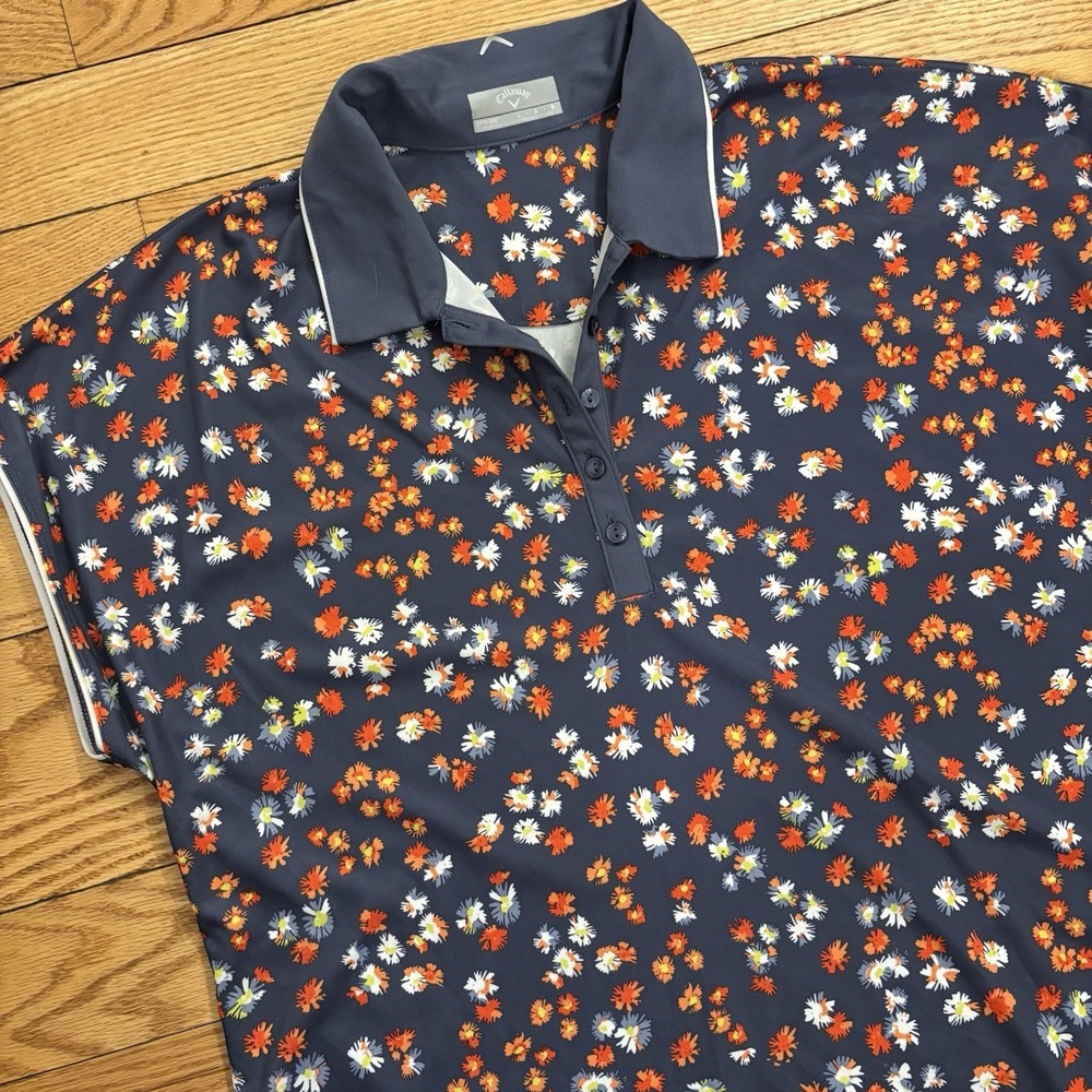 Callaway Navy Floral Short Sleeve Polo